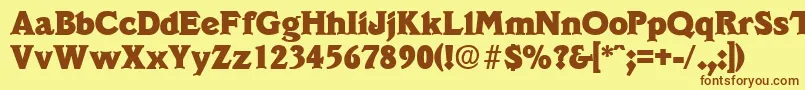 フォントVeracruzExtrabold – 茶色の文字が黄色の背景にあります。