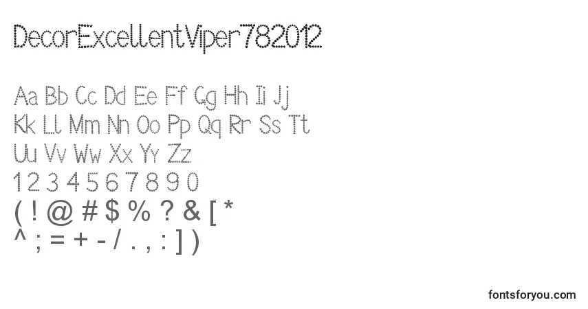 Schriftart DecorExcellentViper782012 – Alphabet, Zahlen, spezielle Symbole