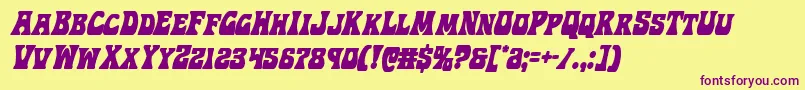 フォントHippocketcondital – 紫色のフォント、黄色の背景