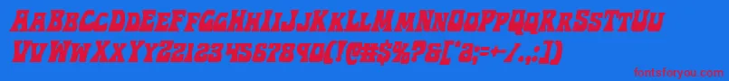 フォントHippocketcondital – 赤い文字の青い背景