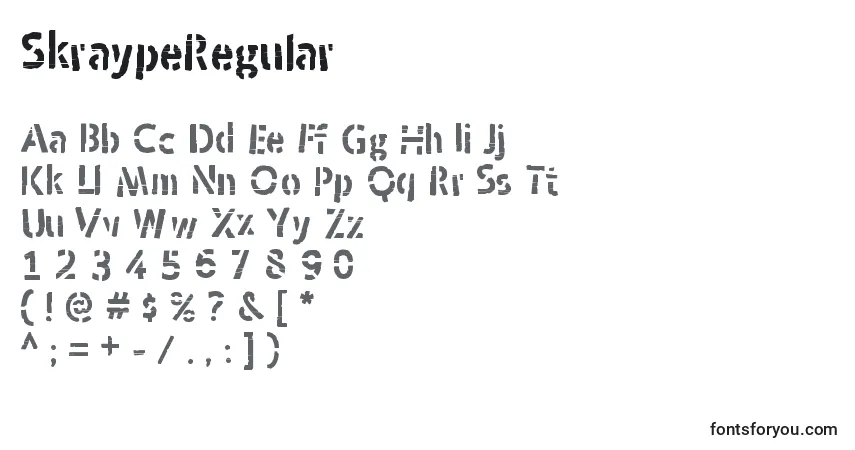 SkraypeRegular Font – alphabet, numbers, special characters