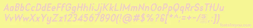 AprikasBoldItalicDemo-fontti – vaaleanpunaiset fontit keltaisella taustalla