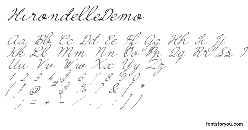 Schriftart HirondelleDemo – Alphabet, Zahlen, spezielle Symbole