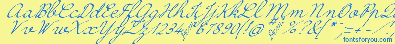 HirondelleDemo-Schriftart – Blaue Schriften auf gelbem Hintergrund