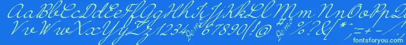 HirondelleDemo-Schriftart – Grüne Schriften auf blauem Hintergrund