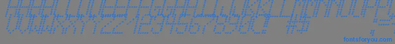 Czcionka CrossLedTfbCursive – niebieskie czcionki na szarym tle