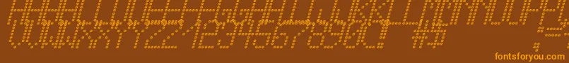 CrossLedTfbCursive-fontti – oranssit fontit ruskealla taustalla