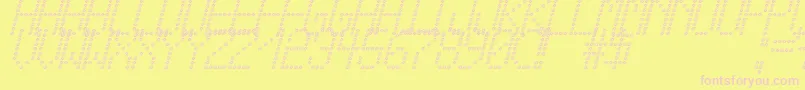 Fonte CrossLedTfbCursive – fontes rosa em um fundo amarelo