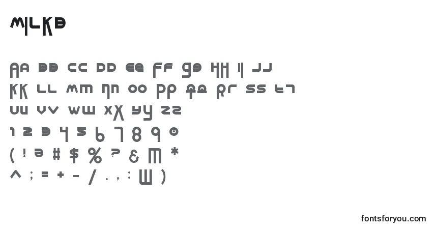 characters of milkb font, letter of milkb font, alphabet of  milkb font
