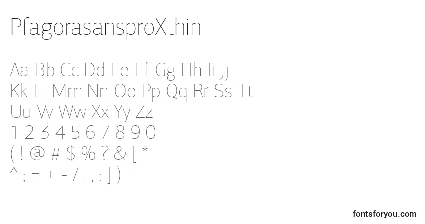 characters of pfagorasansproxthin font, letter of pfagorasansproxthin font, alphabet of  pfagorasansproxthin font