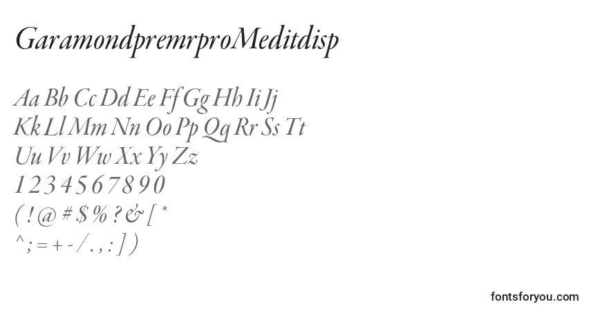 A fonte GaramondpremrproMeditdisp – alfabeto, números, caracteres especiais