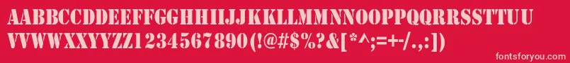 ArmyThin Font – Pink Fonts on Red Background