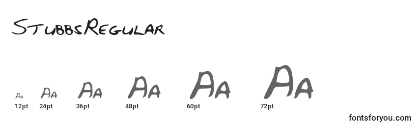 StubbsRegular Font Sizes