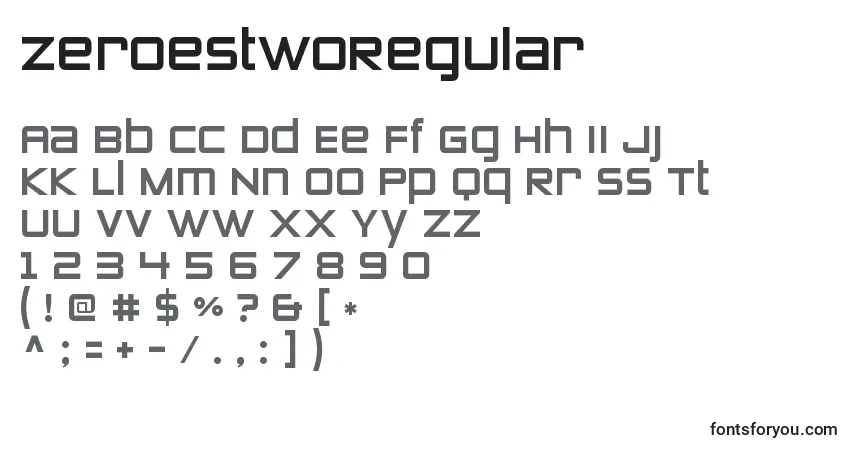 A fonte ZeroestwoRegular – alfabeto, números, caracteres especiais