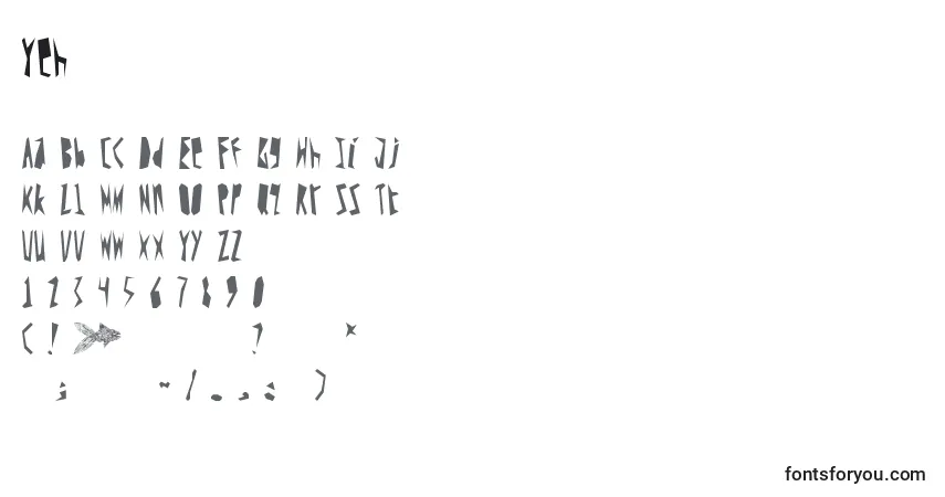 Шрифт Yeh – алфавит, цифры, специальные символы