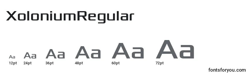 Размеры шрифта XoloniumRegular