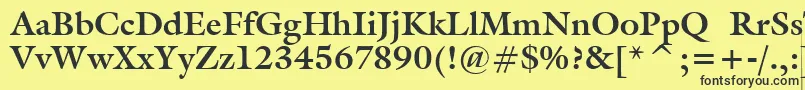 フォントGalliardBoldBt – 黒い文字の黄色い背景