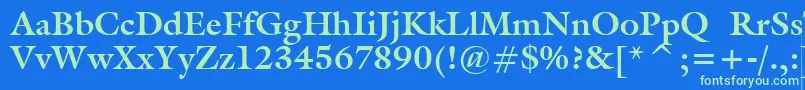 Czcionka GalliardBoldBt – zielone czcionki na niebieskim tle