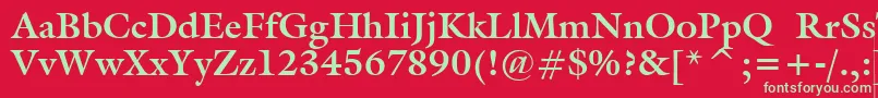 フォントGalliardBoldBt – 赤い背景に緑の文字