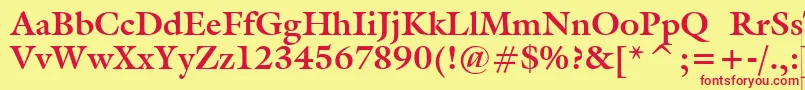 Czcionka GalliardBoldBt – czerwone czcionki na żółtym tle