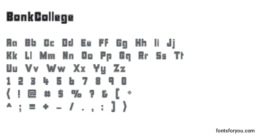 Schriftart BonkCollege – Alphabet, Zahlen, spezielle Symbole