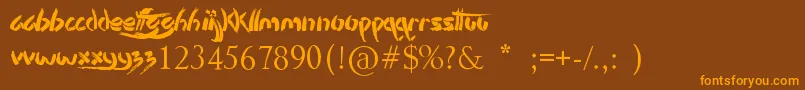 Fonte StencilBrush – fontes laranjas em um fundo marrom