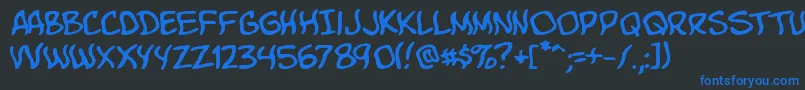 KomikaBoo Font – Blue Fonts on Black Background