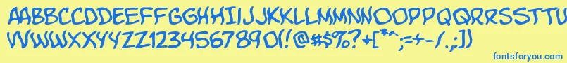 KomikaBoo Font – Blue Fonts on Yellow Background
