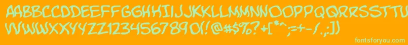 KomikaBoo Font – Green Fonts on Orange Background