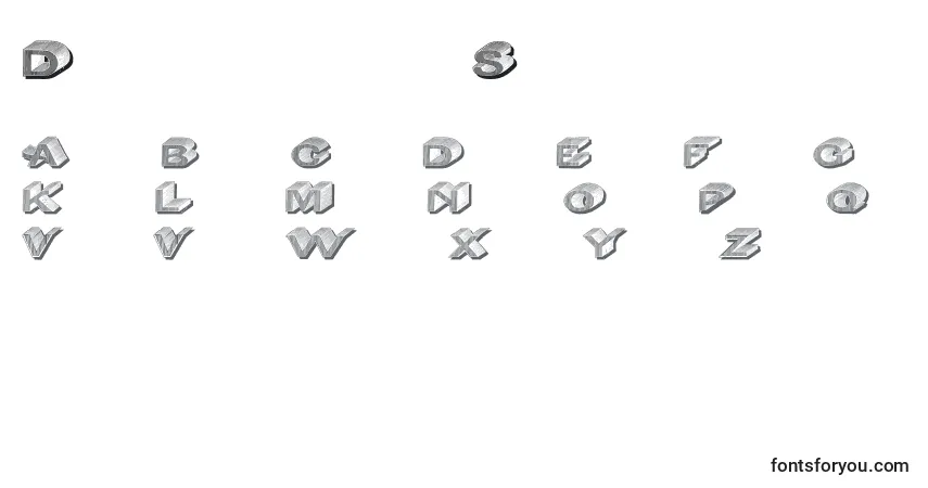 Czcionka DasrieseShadow – alfabet, cyfry, specjalne znaki