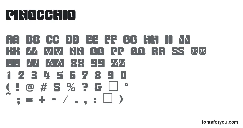 Шрифт Pinocchio – алфавит, цифры, специальные символы