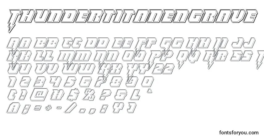 Шрифт Thundertitanengrave – алфавит, цифры, специальные символы