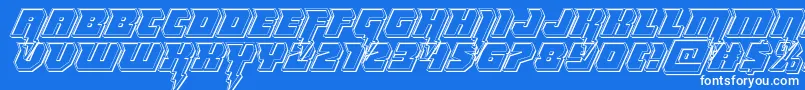 Thundertitanengrave-Schriftart – Weiße Schriften auf blauem Hintergrund
