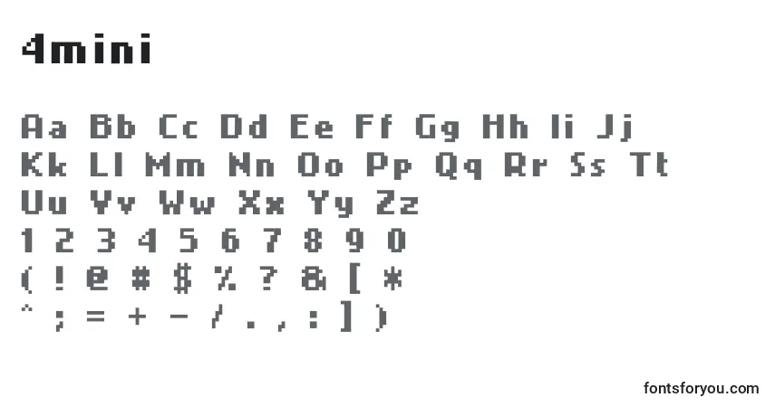 Шрифт 4mini – алфавит, цифры, специальные символы