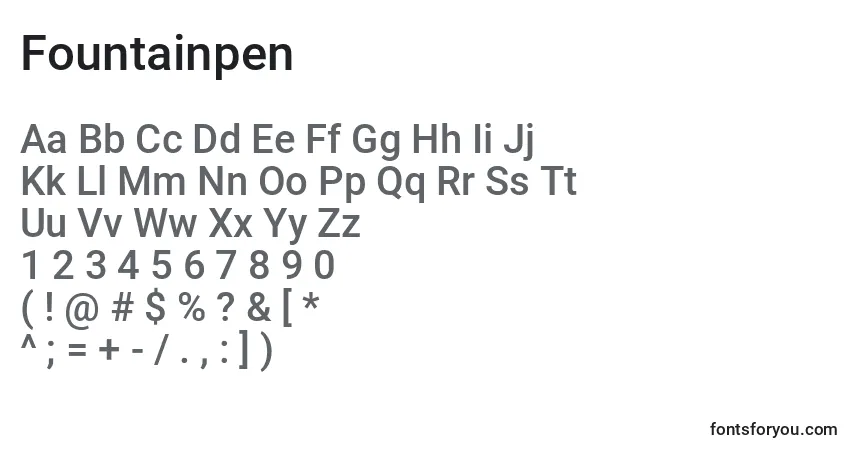Czcionka Fountainpen – alfabet, cyfry, specjalne znaki