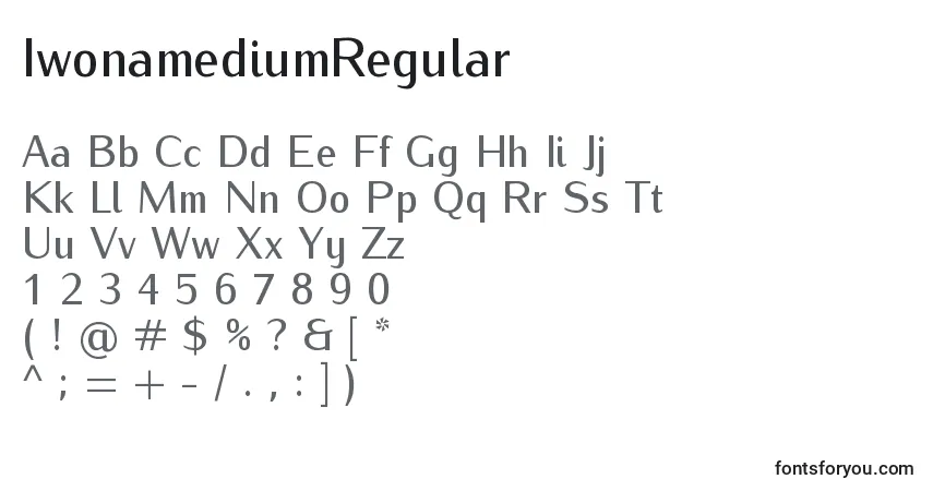 Czcionka IwonamediumRegular – alfabet, cyfry, specjalne znaki