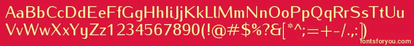 Fonte IwonamediumRegular – fontes amarelas em um fundo vermelho