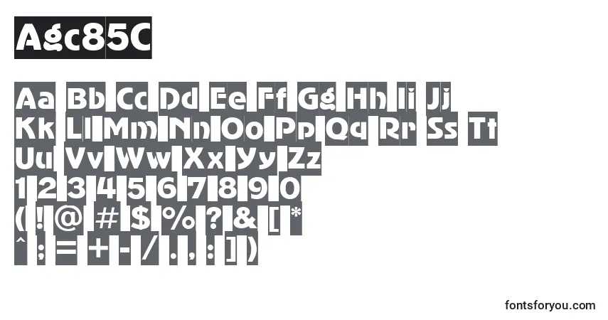 Czcionka Agc85C – alfabet, cyfry, specjalne znaki