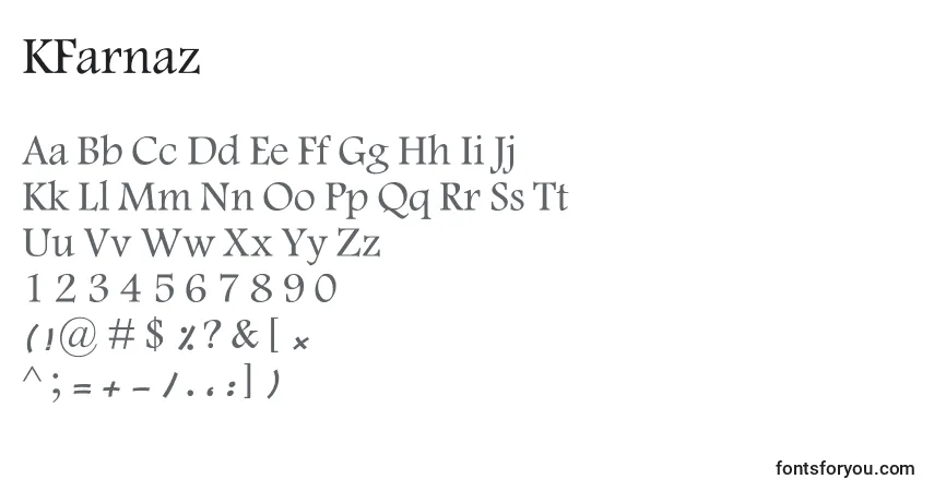 Schriftart KFarnaz – Alphabet, Zahlen, spezielle Symbole