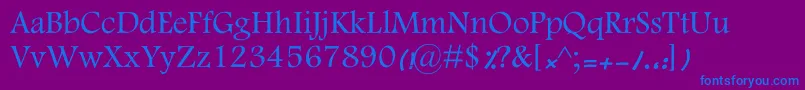 フォントKFarnaz – 紫色の背景に青い文字