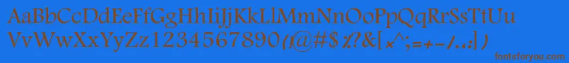 フォントKFarnaz – 茶色の文字が青い背景にあります。