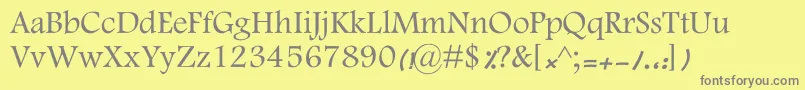 KFarnaz-fontti – harmaat kirjasimet keltaisella taustalla