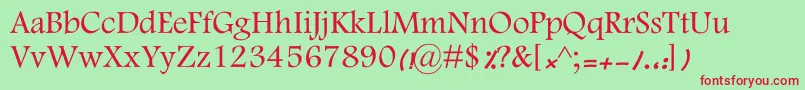 KFarnaz-Schriftart – Rote Schriften auf grünem Hintergrund