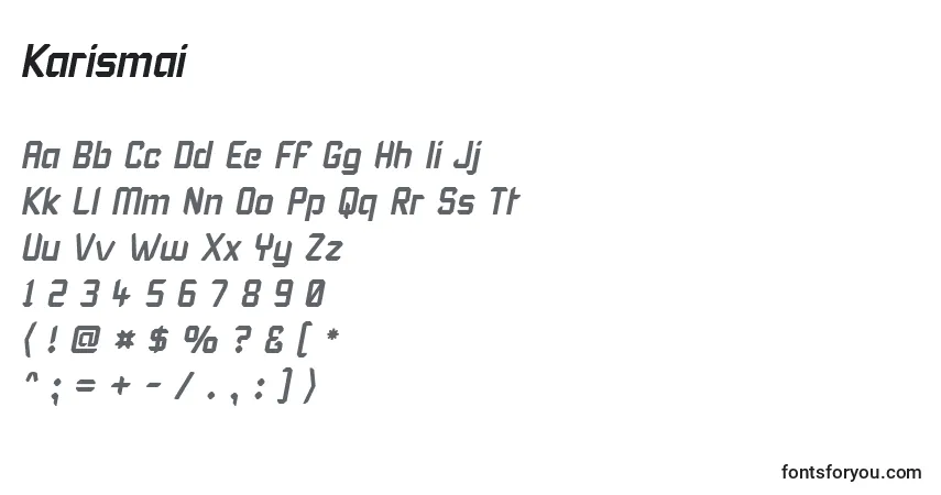 Schriftart Karismai – Alphabet, Zahlen, spezielle Symbole