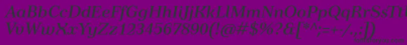 Fonte TusartextItalic – fontes pretas em um fundo violeta