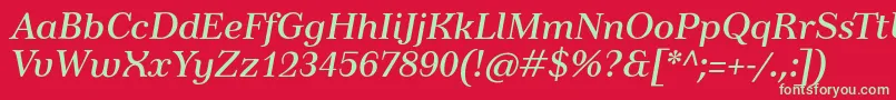 フォントTusartextItalic – 赤い背景に緑の文字