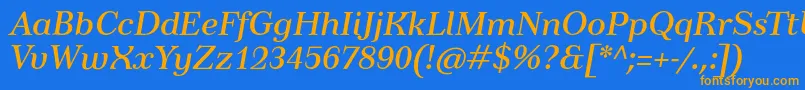 TusartextItalic Font – Orange Fonts on Blue Background