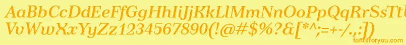 TusartextItalic Font – Orange Fonts on Yellow Background