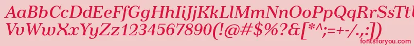 TusartextItalic Font – Red Fonts on Pink Background