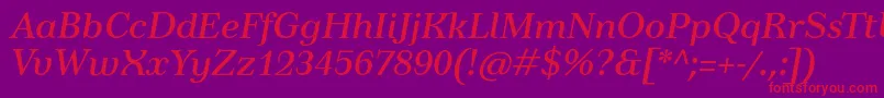 TusartextItalic-Schriftart – Rote Schriften auf violettem Hintergrund